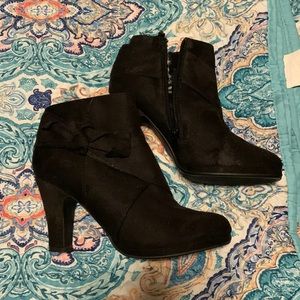 Black suede ankle boots.